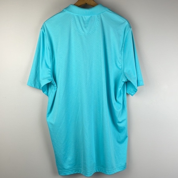 Greg Norman Men Play Dry Polo Shirt SZ L Short Sleeve Aqua Color Unique Design - Picture 7 of 12